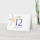 Beach Wedding Gold Nautical Starfish Tischnummer (Rückseite)