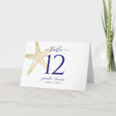 Beach Wedding Gold Nautical Starfish Tischnummer (Vorderseite)
