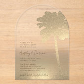 Beach Wedding Gold Sand Palm Tree Arch Boho Acryleinladungen (Vorderseite)