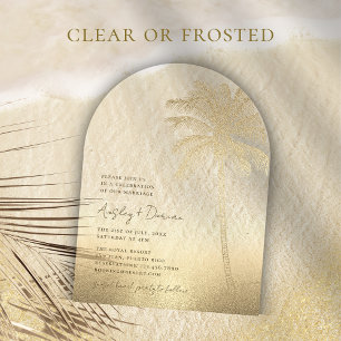 Beach Wedding Gold Sand Palm Tree Arch Boho Acryleinladungen