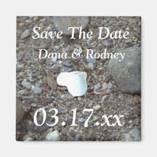 Beach Wedding Heart Foto Custom Save the Dates Ma Magnet