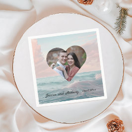 Beach Wedding Heart Foto Serviette