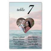 Beach Wedding Heart Foto Tischnummer (Rückseite)