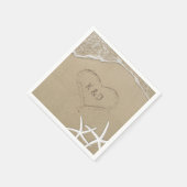 Beach Wedding Heart in Sand Starfish Serviette (Ecke)