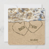 Beach Wedding Hearts Einladung (Vorderseite)
