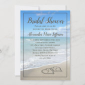 Beach Wedding Hearts im Sand Brautparty Einladung (Vorderseite)