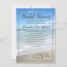 Beach Wedding Hearts im Sand Brautparty Einladung