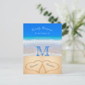 Beach Wedding Hearts im Sand UAWG Postkarte (Stehend Vorderseite)