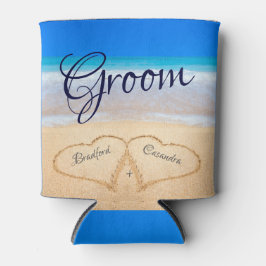 Beach Wedding Hearts in Sand Groom Dosenkühler