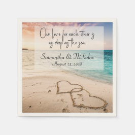 Beach Wedding Hearts in Sand Personalisiert Serviette