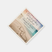 Beach Wedding Hearts in Sand Personalisiert Serviette (Ecke)