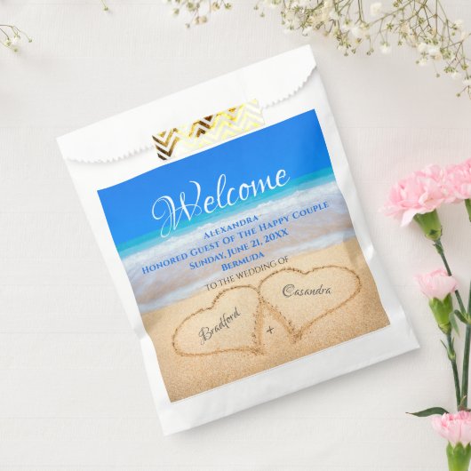 Beach Wedding Hearts in Sand Willkommen Geschenktütchen (Versiegelt)