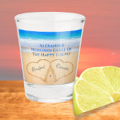 Beach Wedding Hearts in Sand Willkommensglas Schnapsglas