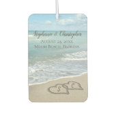 Beach Wedding Hearts in the Sand Elegant Autolufterfrischer (Vorderseite)