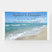 Beach Wedding Hearts in the Sand Elegant Banner (Horizontal)