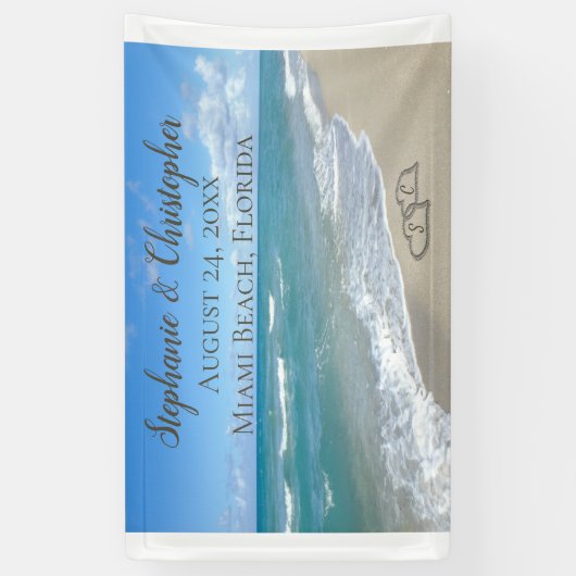 Beach Wedding Hearts in the Sand Elegant Banner (Vertikal)