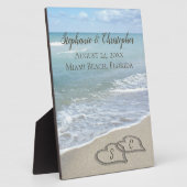 Beach Wedding Hearts in the Sand Elegant Fotoplatte (Seite)