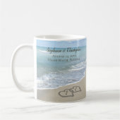 Beach Wedding Hearts in the Sand Elegant Kaffeetasse (Links)