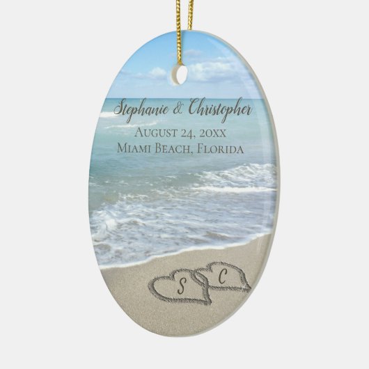 Beach Wedding Hearts in the Sand Elegant Keramik Ornament (Links)