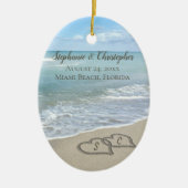 Beach Wedding Hearts in the Sand Elegant Keramik Ornament (Vorne)