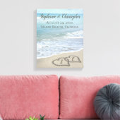 Beach Wedding Hearts in the Sand Elegant Leinwanddruck (Insitu (Wohnzimmer))