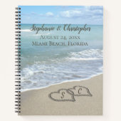 Beach Wedding Hearts in the Sand Elegant Notizblock (Vorderseite)