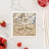 Beach Wedding Hearts mit Namen Serviette (Beispiel)