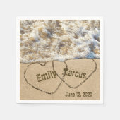 Beach Wedding Hearts mit Namen Serviette (Vorderseite)