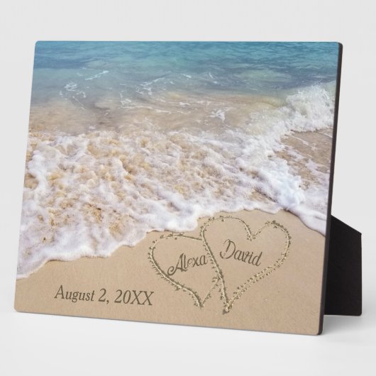 Beach Wedding Hearts mit neuen Namen Fotoplatte (Seite)