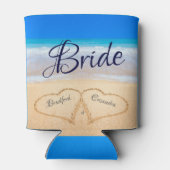Beach Wedding Herzen in Sand Willkommen Can Cooler Dosenkühler (Rückseite)