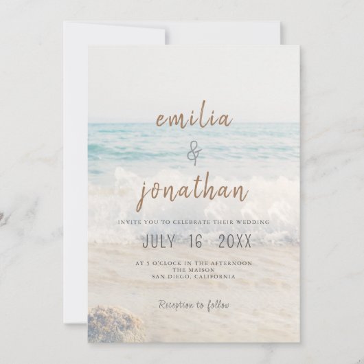 Beach Wedding Invitation Seaside/Oceanside Wedding Einladung (Vorderseite)