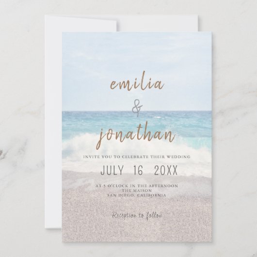 Beach Wedding Invitation Seaside/Oceanside Wedding Einladung (Vorderseite)