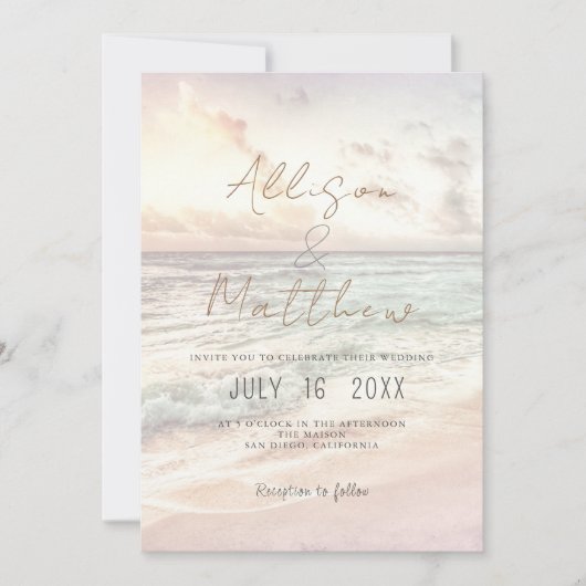 Beach Wedding Invitation Seaside/Oceanside Wedding Einladung (Vorderseite)