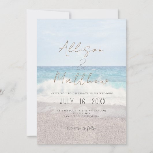 Beach Wedding Invitation Seaside/Oceanside Wedding Einladung (Vorderseite)