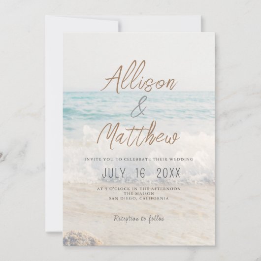 Beach Wedding Invitation Seaside/Oceanside Wedding Einladung (Vorderseite)
