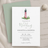 Beach Wedding Invitation Watercolor Lighthouse Einladung