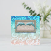 Beach Wedding Invite Dolphin Luau Party Nautic Einladung (Stehend Vorderseite)