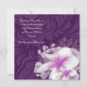Beach Wedding Invite Plumeria Blume Lila Blätter Einladung (Rückseite)