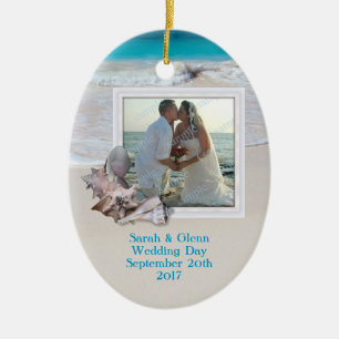 Beach Wedding Keepake Foto Ornament