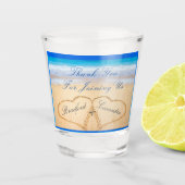 Beach Wedding Keepake Herz in Sand Schnapsglas (Vorderseite)