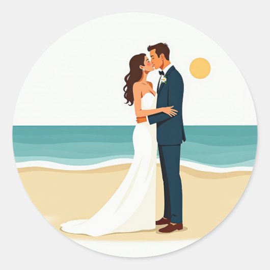 Beach Wedding Kiss Sticker (Vorderseite)