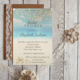 Beach Wedding Lights Seashells Brautparty Einladung