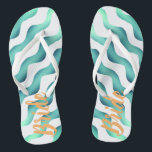 Beach Wedding Marine Bride Summer Flip Flops Badesandalen<br><div class="desc">Hochzeitskippen für die Hochzeit im Sommer oder die Hochzeit am Strand für die Braut. Abstrakt türkisfarbene Wellen auf weißem Hintergrund mit Brauttypografie. Ein moderner und trendiger dreh-Flop mit abstrakten Wellen. Ideal für Ihre Sommerhochzeit am Strand. Sie können den Text ändern oder löschen.</div>