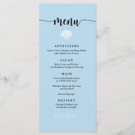 Beach Wedding Menu Seashell Seaside Beach Blue Menükarte