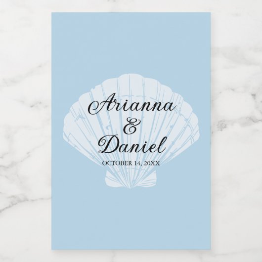 Beach Wedding Mini Wine Labels Seaside Beach Blue Weinetikett (Einzelnes Label)