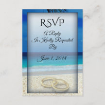 Beach Wedding mit Rings RSVP Card