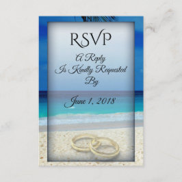 Beach Wedding mit Rings RSVP Card Karte