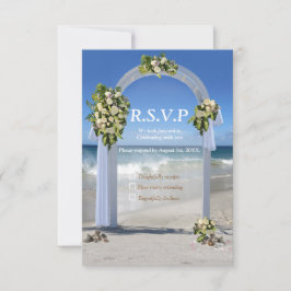 Beach Wedding mit White Roses RSVP Card Karte