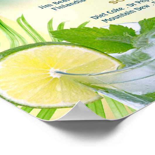 Beach Wedding Mojito Weinpalme Open Bar Menu Poster (Ecke)