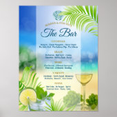 Beach Wedding Mojito Weinpalme Open Bar Menu Poster (Vorne)